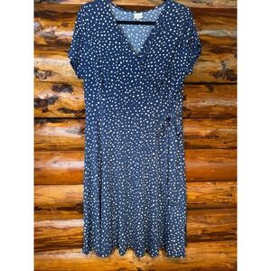 Kaileigh Blue & White Polka‎ Dot V-Neck Dress Size XL
